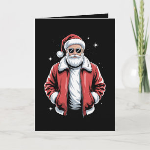 Tarjeta Gafas de sol de Santa de Navidad Chaqueta de cuero