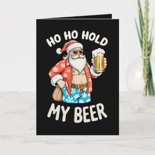 Tarjeta Gafas de sol de Santa sostén mi cerveza Navidad Xm