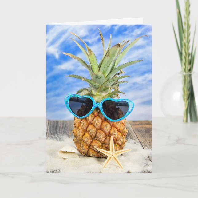 Tarjeta Gafas de sol del Día de la Madre en la piña (Anverso)