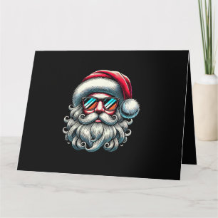 Tarjeta Gafas de sol retro de cara de Santa Navidad