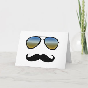 Tarjeta Gafas de sol retro divertidas con bigote