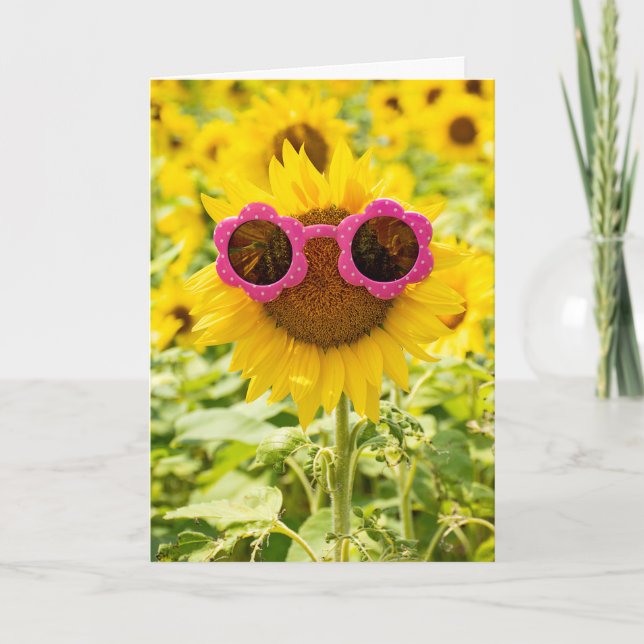 Tarjeta Gafas De Sol Sobre El Girasol (Anverso)