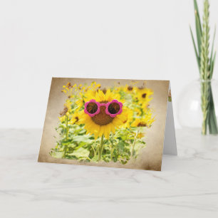 Tarjeta Gafas de sol sobre girasol