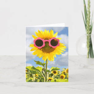Tarjeta Gafas de sol sobre girasol