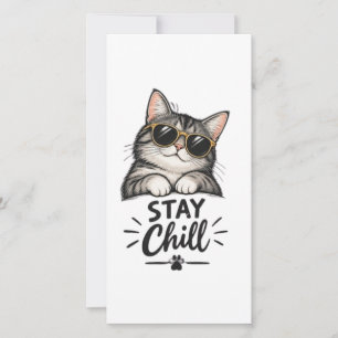 Tarjeta Gafas de sol Stay Chill Cat – Diseño de amante de
