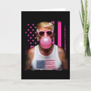Tarjeta Gafas de sol Trump rosadas chicle bandera de EE. U