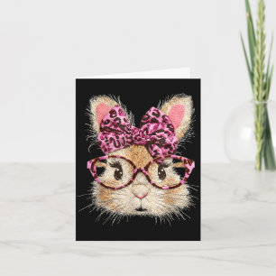 Tarjeta Gafas divertidas de conejo cara bandana leopardo c
