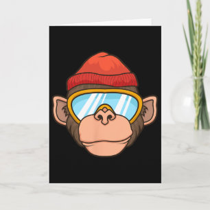 Tarjeta Gafas divertidas de mono de esquí Gorila esquiando