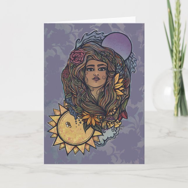 Tarjeta Gaia mother Earth Goddess Tarot the World (Anverso)