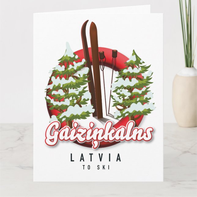 Tarjeta Gaiziņkalns Letonia logotipo de esquí (Anverso)