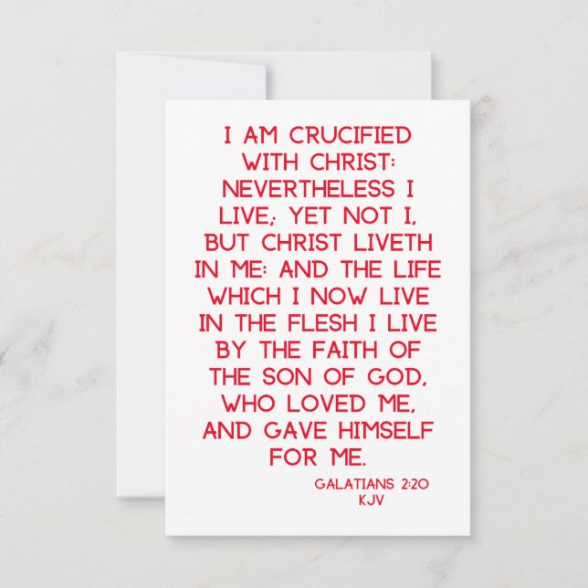 Tarjeta Gálatas 2:20 KJV Biblia Scripture Saludo (Anverso)