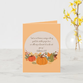 Tarjeta Galatians 6:9 Cosecha Otoño Caída Calabaza agradec