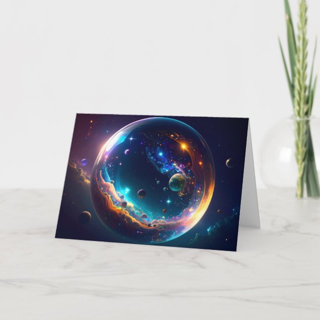 Tarjeta Galaxia de burbujas cósmicas arte de fantasía (Anverso)
