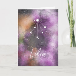 Tarjeta Galaxia púrpura de Libra Constellation Zodiac