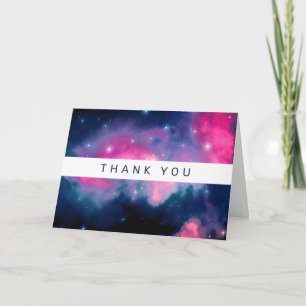 Tarjeta Galaxia rosa y azul y estrellas Resumen Gracias