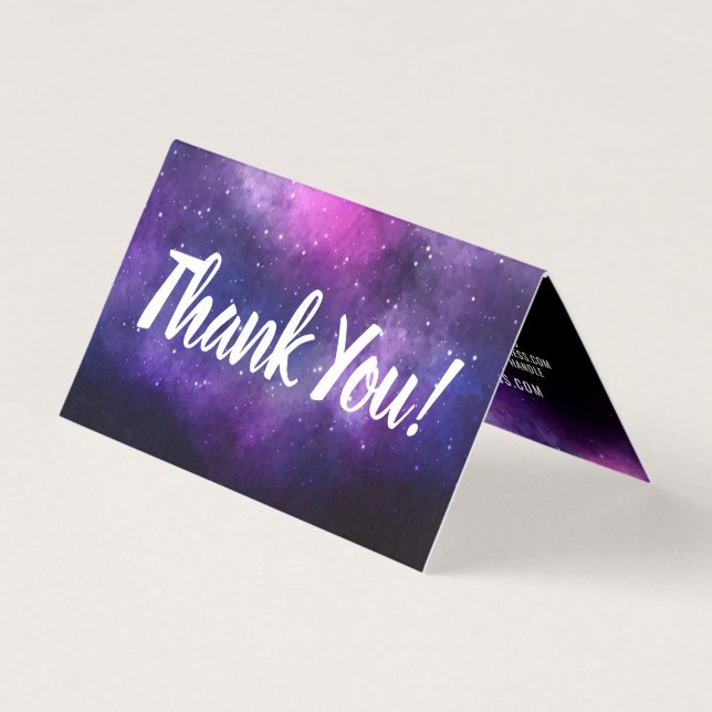 Tarjeta Galaxia Space Stars Ultra Violet Purple Gracias (Anverso)