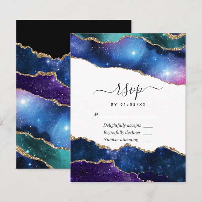 Tarjeta Galaxy Agate RSVP (Anverso / Reverso)