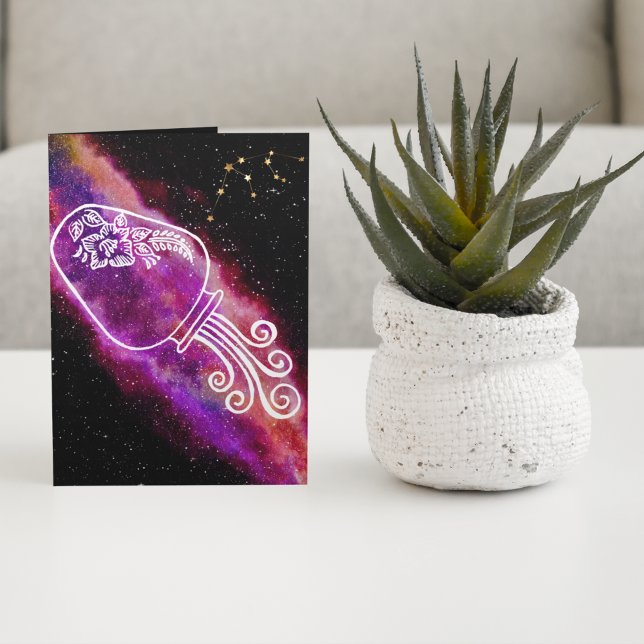 Tarjeta Galaxy Aquarius Rótulo Zodiac personalizado Cumple (Subido por el creador)