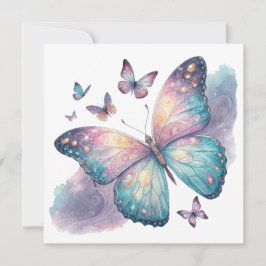 Tarjeta Galaxy Butterfly with Pastel Celestial Wings 