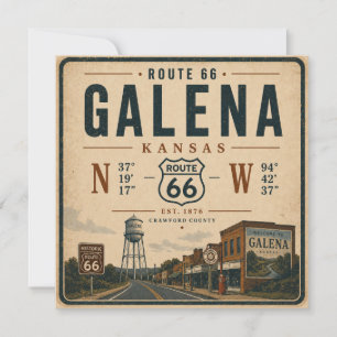 Tarjeta Galena Kansas Ruta 66 Saludos