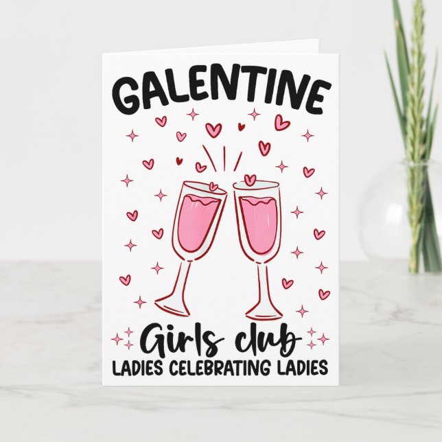 Tarjeta Galentine Girls Club Ladies Celebrating Ladies Val (Anverso)