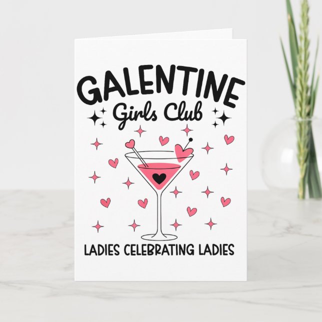 Tarjeta Galentine Girls Club Ladies Celebrating Ladies Val (Anverso)
