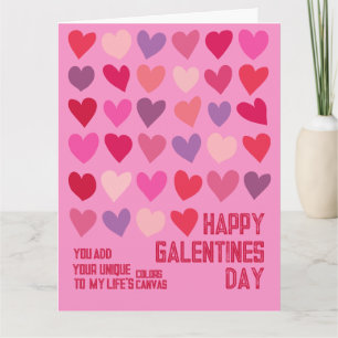 Tarjeta Galentines Day Art Best Friends Corazones rojas ro