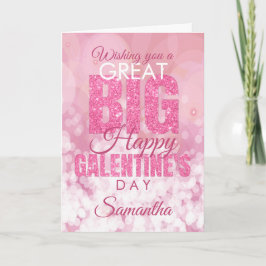 Tarjeta Galentines Day Bestie Purpurina rosa Valentines