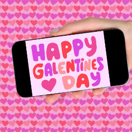 Tarjeta Galentines Day Bubble Letters Groovy Retro Digital
