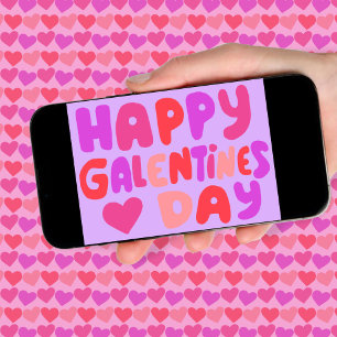 Tarjeta Galentines Day Bubble Letters Groovy Retro Digital