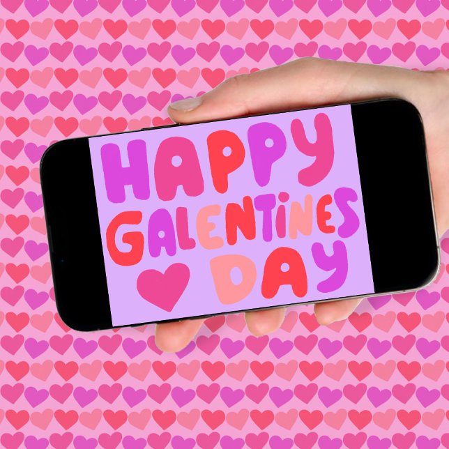 Tarjeta Galentines Day Bubble Letters Groovy Retro Digital (Happy Galentines Day Bubble Letters Groovy Retro Digital Card Online Email Colorful Love  ecard)