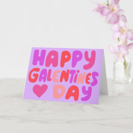 Tarjeta Galentines Day Bubble Letters Pink Curvy Retro