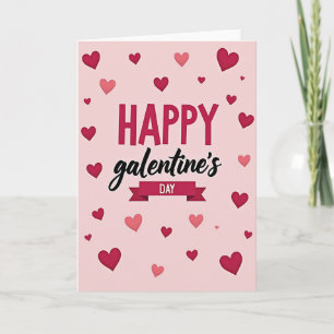 Tarjeta Galentines de Corazones Saltarines Rosados