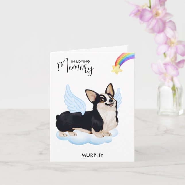 Tarjeta Gales Corgi Angel Dog Mascota conmemorativo pérdid (Orquídea)