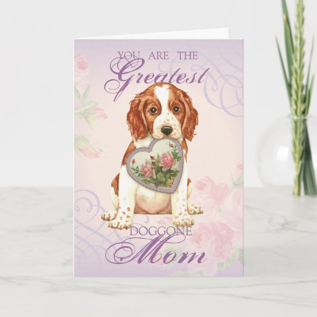 Tarjeta Gales Springer Spaniel Heart Mom (Anverso)