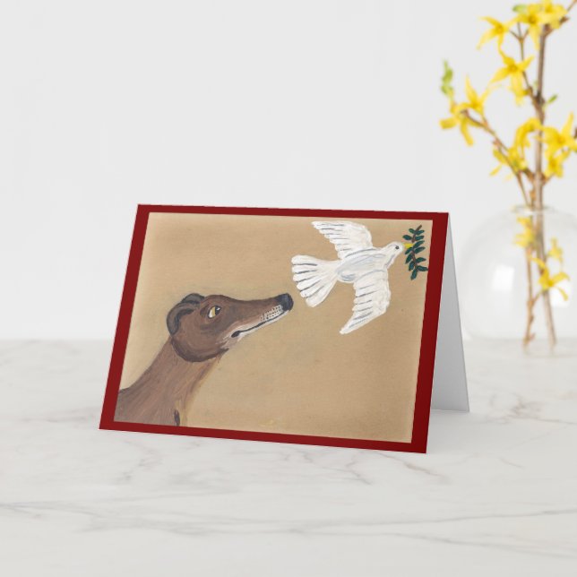 Tarjeta Galgo y paloma (flor amarilla)