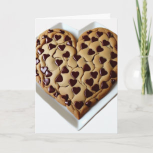 Tarjeta Galleta de chocolate con chips en forma de corazón