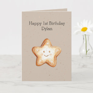 Tarjeta Galleta de jengibre de estrella feliz de cumpleaño