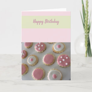 Tarjeta Galletas blancas y rosadas de cumpleaños