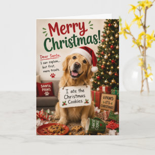 Tarjeta Galletas Divertidas de Navidad con Golden Retrieve