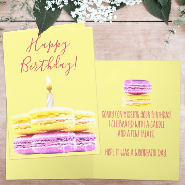 Tarjeta Galletas Macarón Amarillo Rosa Cumpleaños Feliz (Subido por el creador)