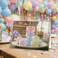 Galletas Macarón de Vidrio Pastel | Feliz Cumpleañ
