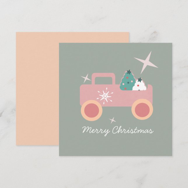 Tarjeta Galletas Navideñas Retro Camioneta Groovy (Anverso / Reverso)