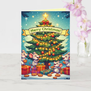 Tarjeta Galletas Ratones Lindos Árbol de Navidad Alegre Fe
