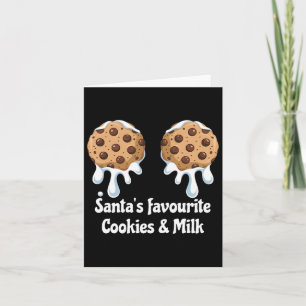 Tarjeta Galletas y Leche Favoritas de Santa Mujer Pecho 