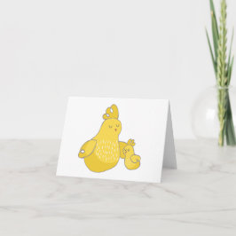 Tarjeta Gallina de dibujos animados con pollito en BLANK