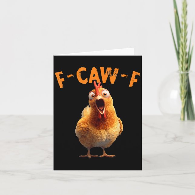 Tarjeta Gallo de gallina divertido meme humor F Caw F Q (Anverso)