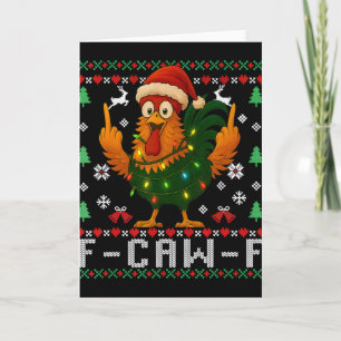 Tarjeta Gallo de Navidad feo humor divertido de pollo F-ca
