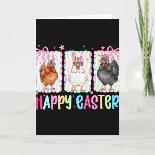 Tarjeta Gallo de Pascua Feliz Elegante Lazo Mono Granja Li