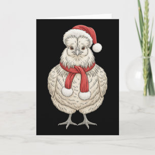 Tarjeta Gallo de seda de Santa navideño lindo animal de gr